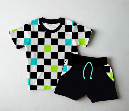 Mama’s Boy Checkered Kids Tee and Short Set- Mother’s Day Pre-Order