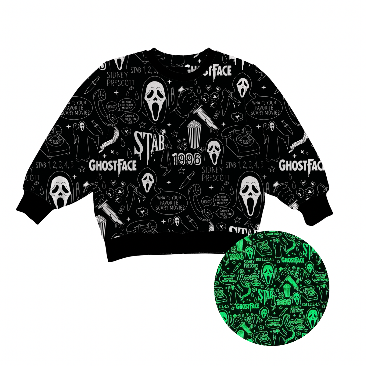 *Glows in the Dark* Who’s There? Unisex Adult Crewneck- Scream RTS