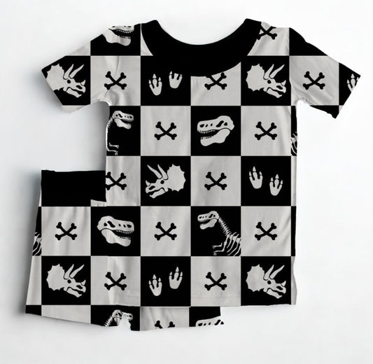 Checkersaurus Short Sleeve/Short Pj Set- Dino Pre-Order