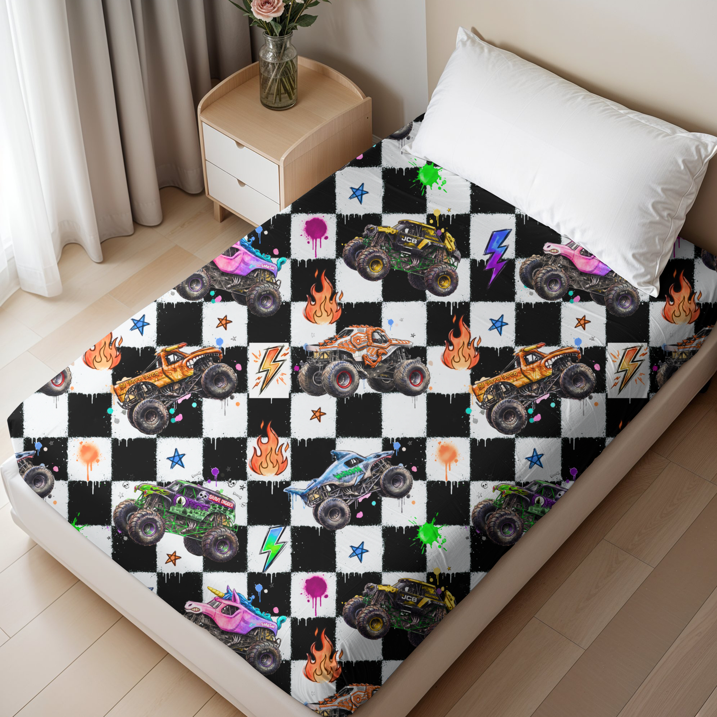 Turbo Checks Fitted Sheet- Trucks Pre-Order
