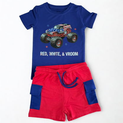 Red, White & Vroom Kids Tee & Short Set- 4OJ RTS