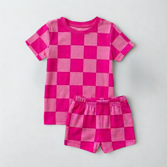 Rosy Checks Kids Tee & Short Set- Mama Checks Pre-Order