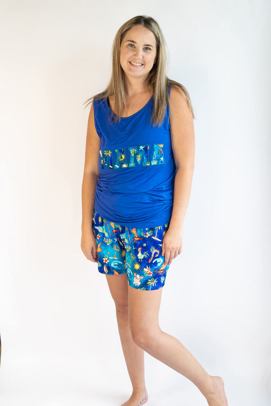 Voyager Mama Embroidered Tank Top- Royalty RTS