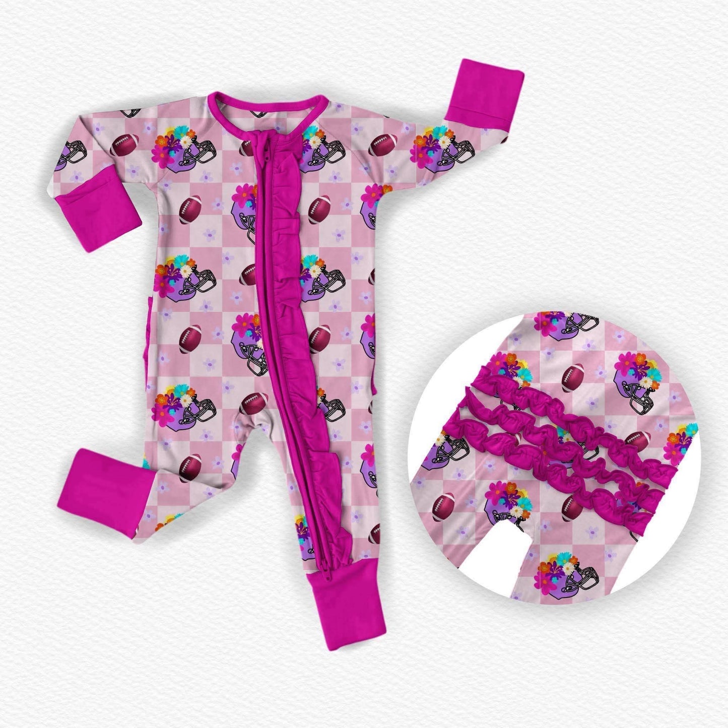 First Down Florals Ruffle Zippy- Touchdown Pre-Order