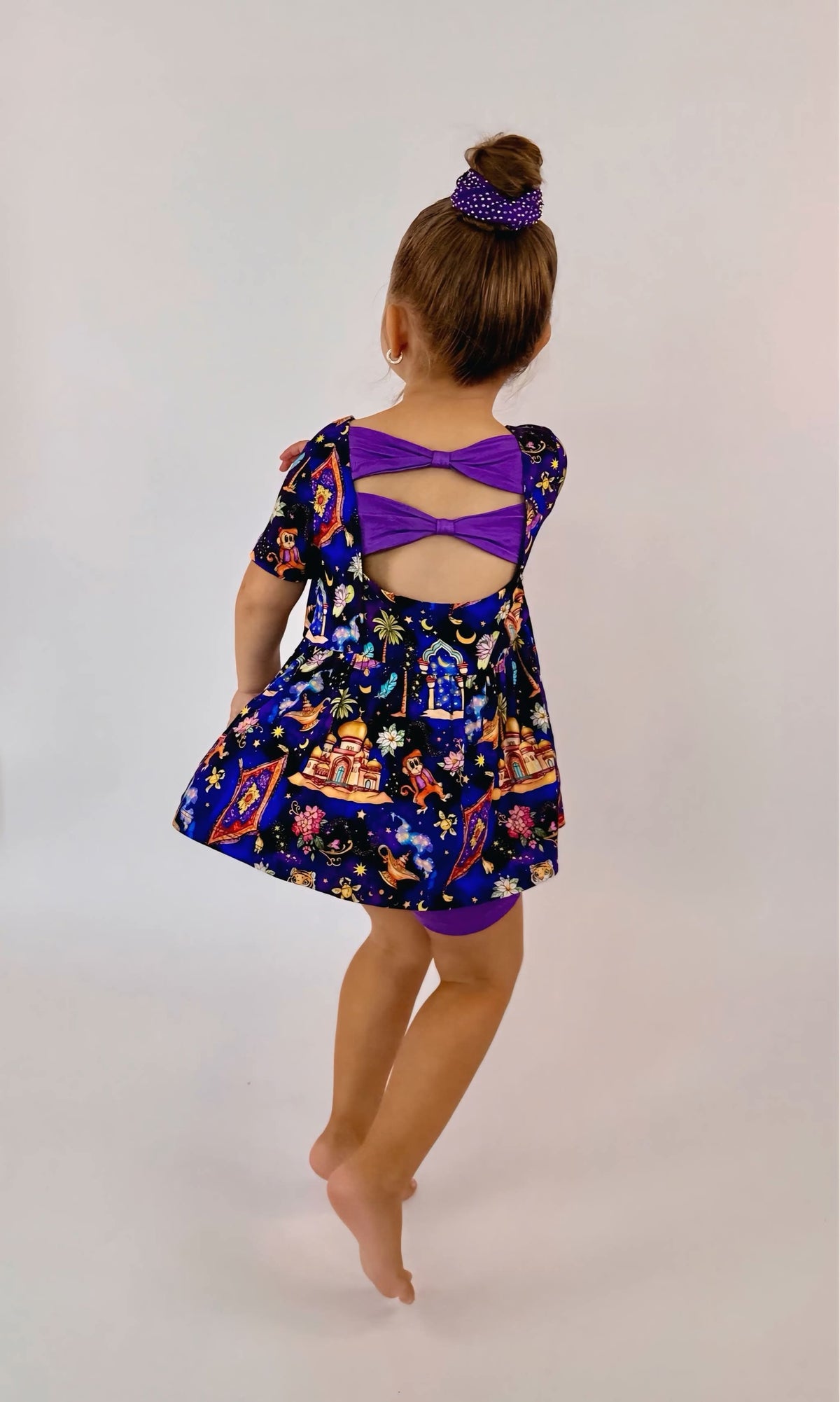 Magic Carpet Ride Bow Back Peplum Biker Set- Royalty RTS