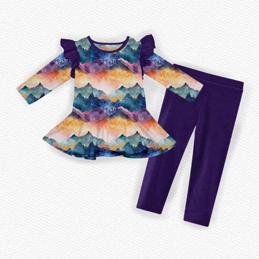 Himalayas Ruffle Peplum/Legging Set- Winter Blues Pre-Order