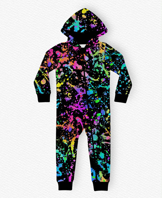 Colorful Chaos Hooded Romper- RTS
