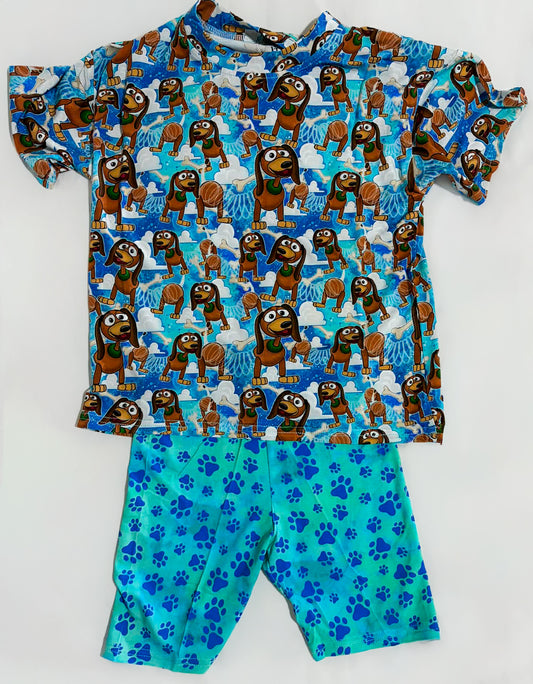 Skyline Slink Kids Boxy Tee & Biker Short Set- LF Dog RTS