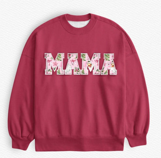 Pink Noel Unisex Mama Embroidered Crewneck- Christmas 26 Pre-Order