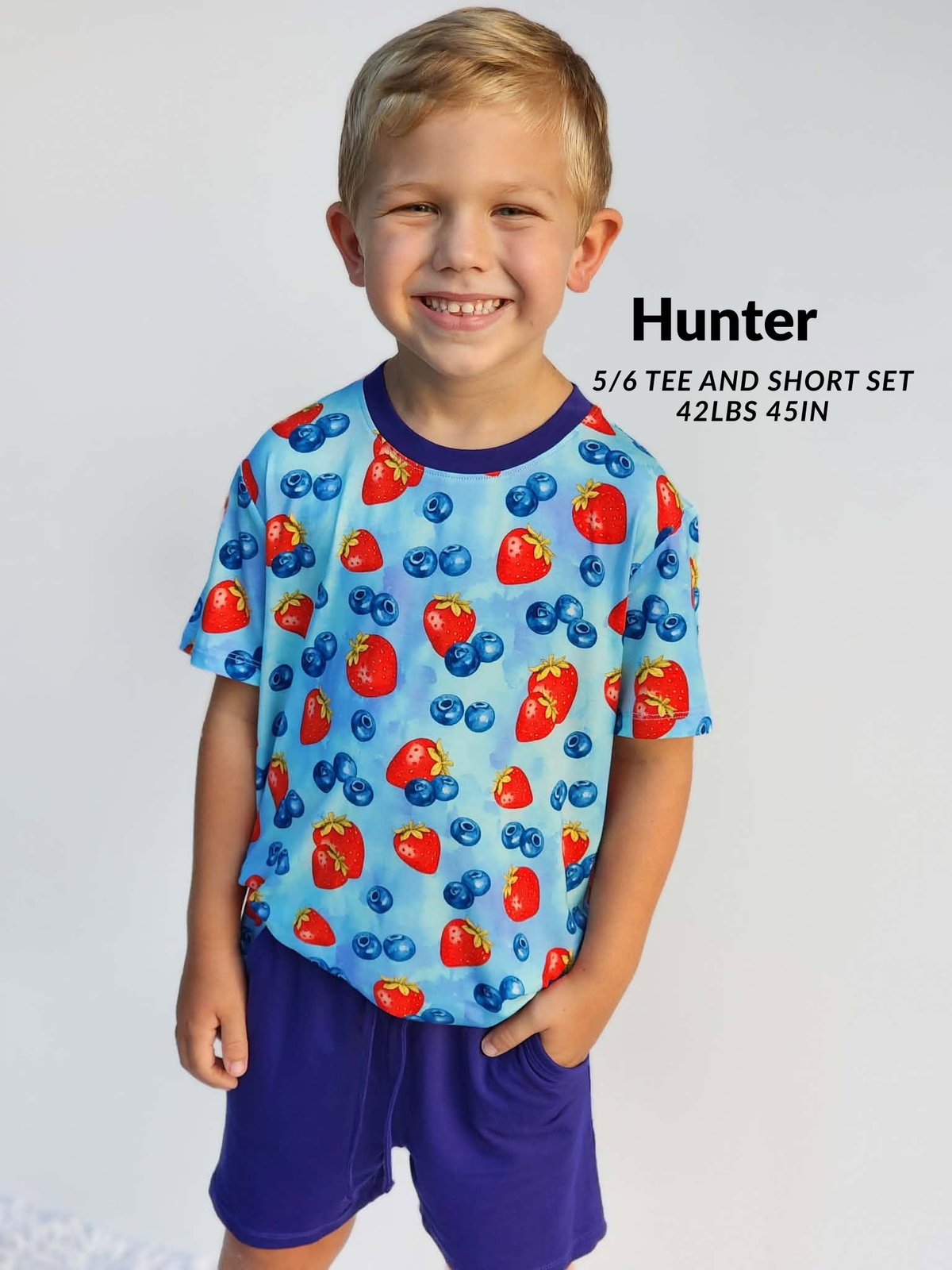 Summer Berry Short Sleeve Tee w/ French Terry Short Set- RTS