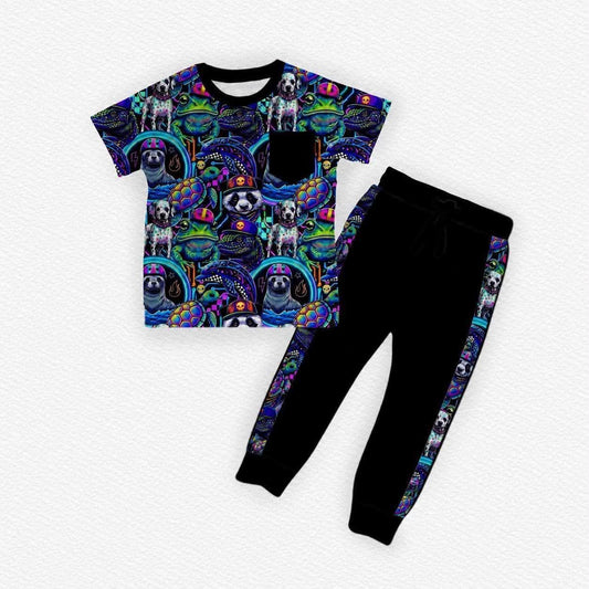 Wild Vibes Pocket Tee Shirt w/ Jogger Set- Neon Pre-Order