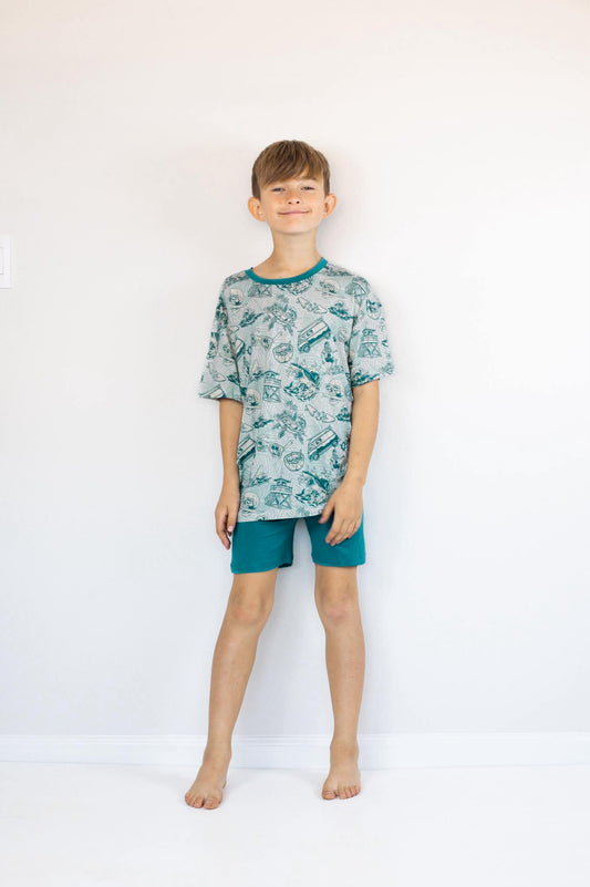 Saltwater Skeletons Kids Oversized Tee & Ribbed Short Set- Beach Vibes Pre-Sale