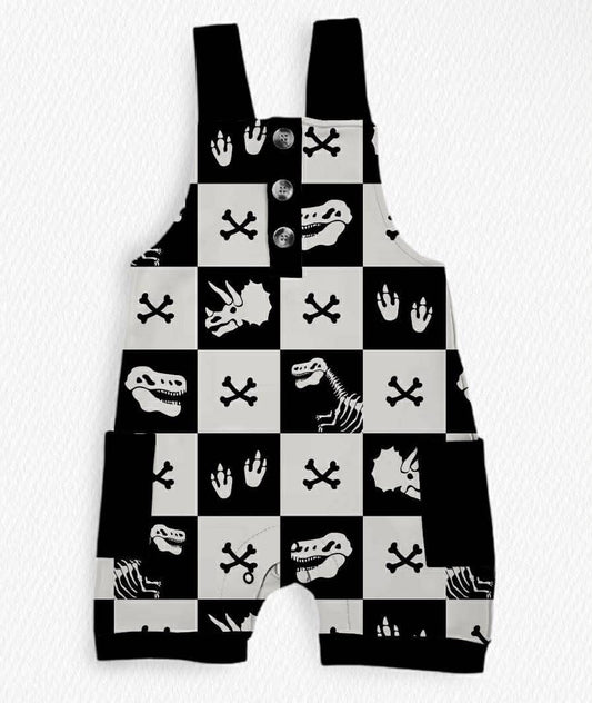 Checkersaurus Short Overalls- Dino Pre-Order