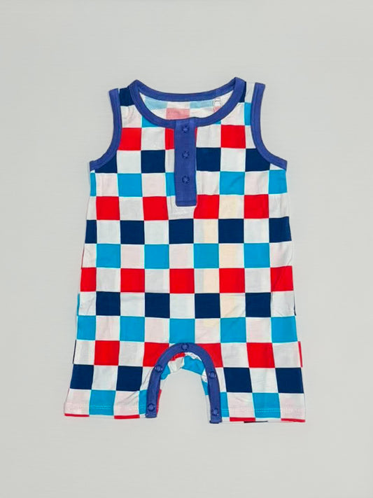 Star Spangled Checks Tank Shortie- 4OJ RTS