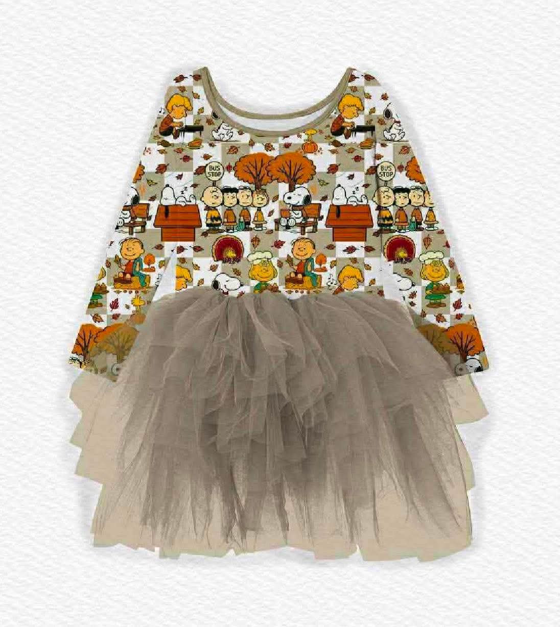 The Great Pumpkin Long Sleeve Tulle Twirl- Give Thanks Pre-Order