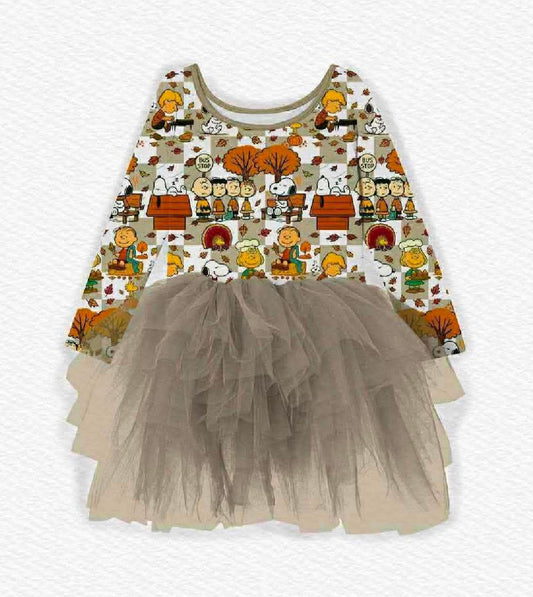 The Great Pumpkin Long Sleeve Tulle Twirl- Give Thanks Pre-Order