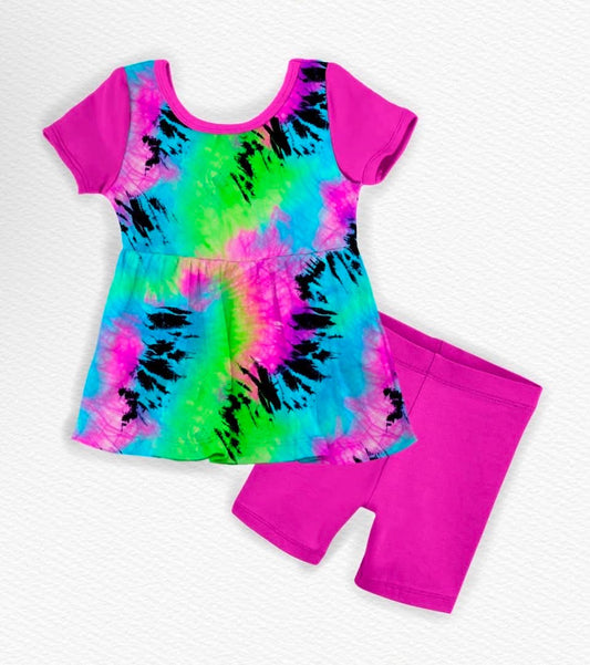 Neon Meltdown Peplum w/ Short Set- Collab RTS