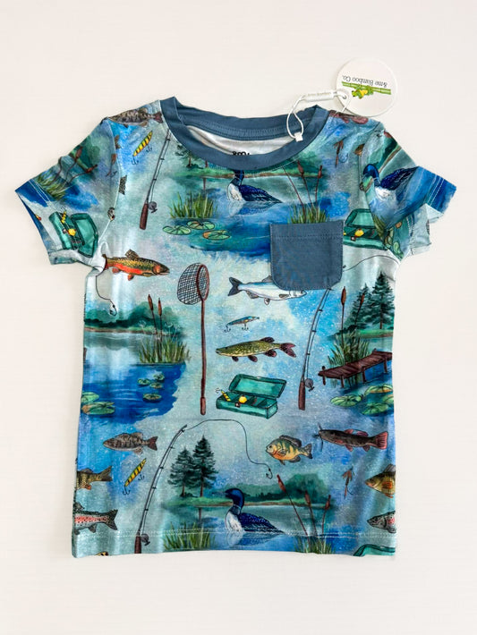 Here Fishy Fishy Short Sleeve Pocket Tee- RTS