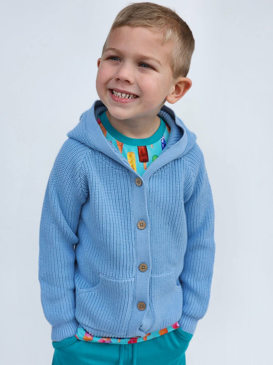 Bear Hooded Sweater in Periwinkle - RTS