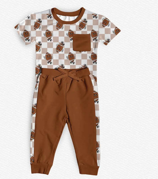 Friday Night Checks Pocket Tee with Jogger Set- Touchdown Pre-Order