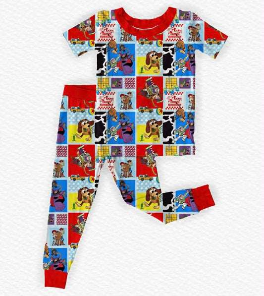 Falling with Style Short Sleeve/Pant Pj Set- Patchwork RTS