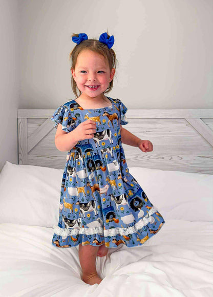 Farm Charm Twirl Dress with Shorts- RTS