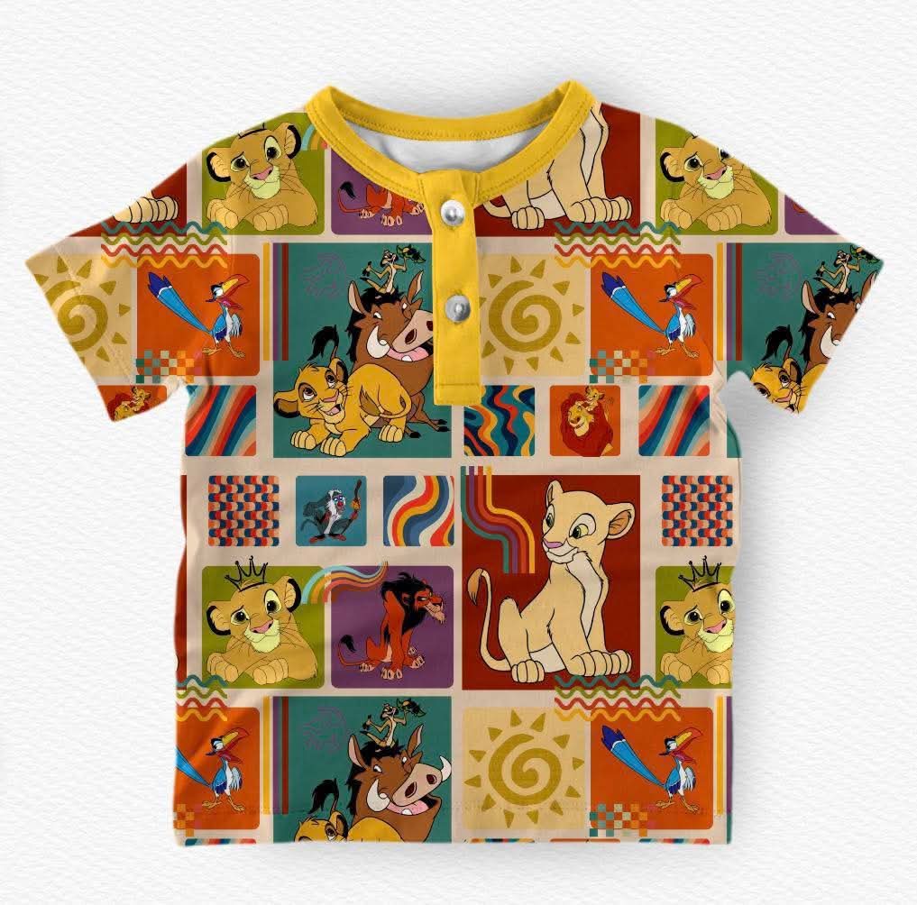 Long Live The King Kids Henley Tee- Patchwork Pre-Order