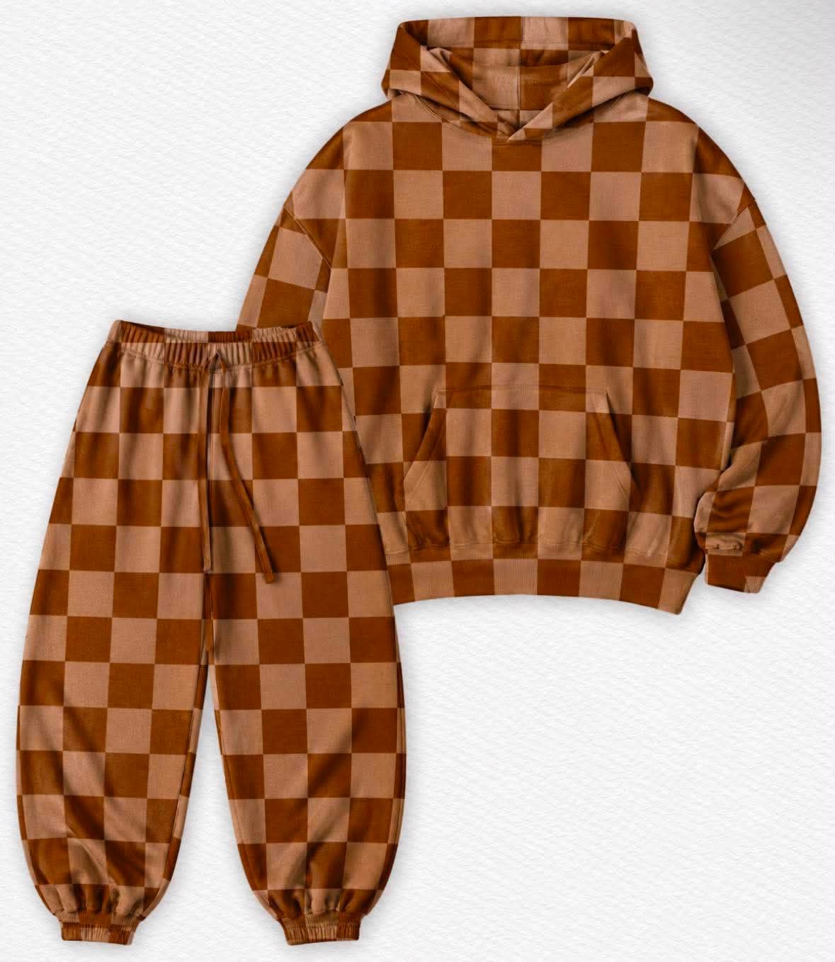 Apple Cider Checks Adult Oversized Hoodie with Joggers- Autumn Pre-Order