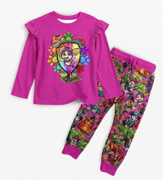 Roar & Rescue: Girl Power Long Sleeve Ruffle Tee w/ Jogger Set- LF Pre-Sale