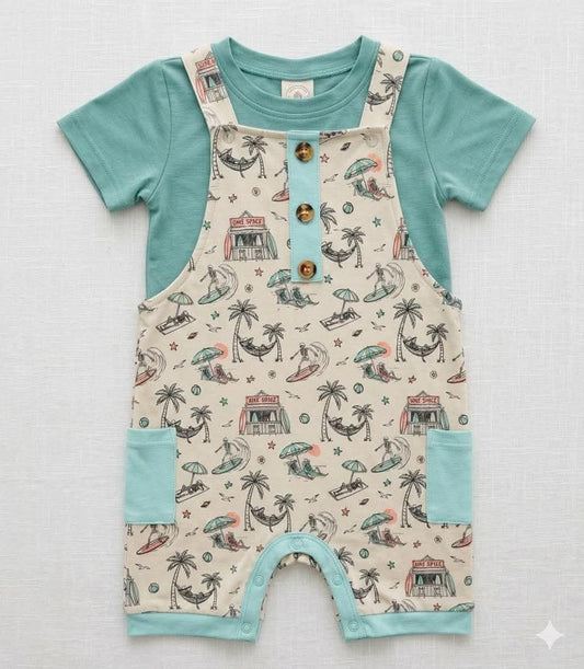 Salty Breeze Short Overalls with Tee-  Beach Vibes Pre-Sale