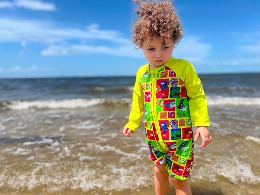 Lucky Fin Long Sleeve One Piece Rash Guard- Swim RTS