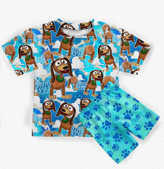 Skyline Slink Kids Boxy Tee & Biker Short Set- LF Dog RTS