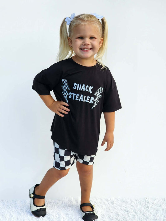 Snack Stealer Kids Oversized Tee & Biker Short Set- Snacks RTS