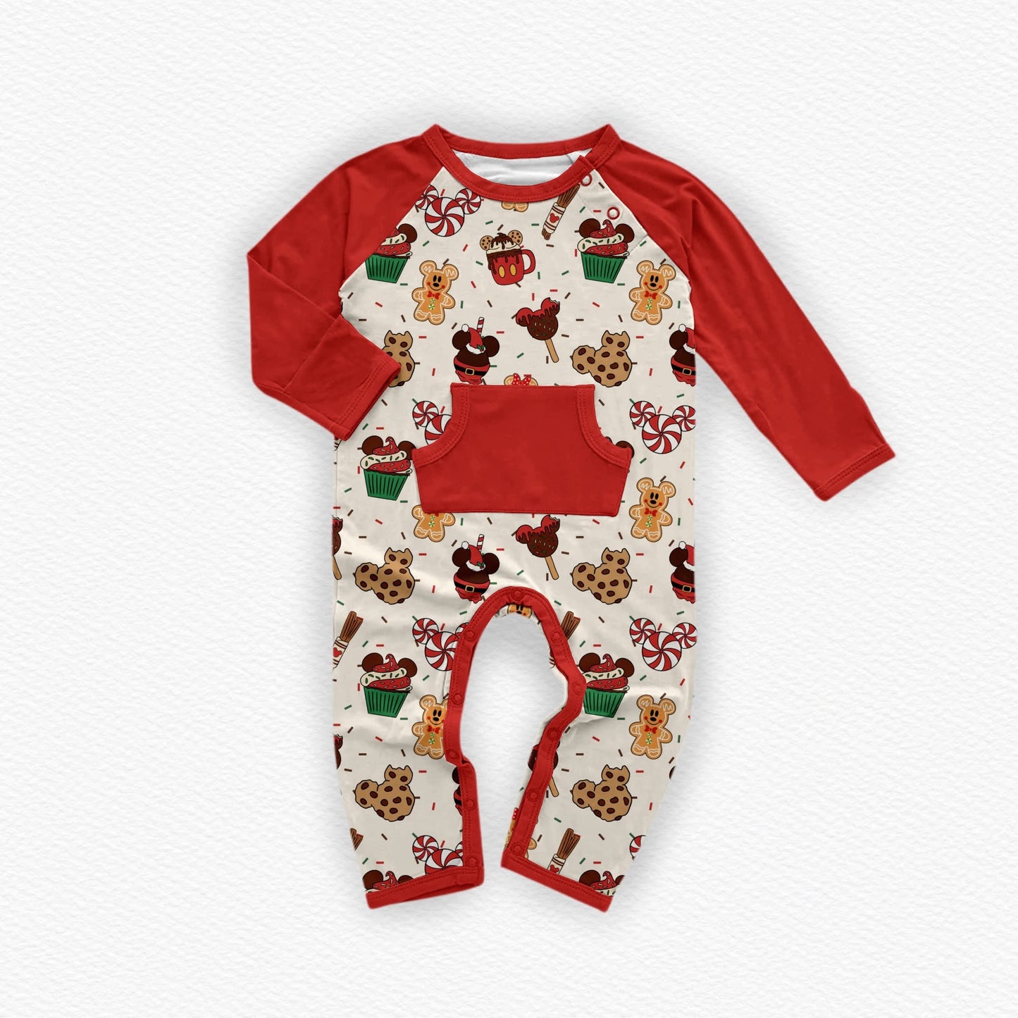 Main Street Munchies Peek a Boo Adaptive Romper- Christmas 26 RTS