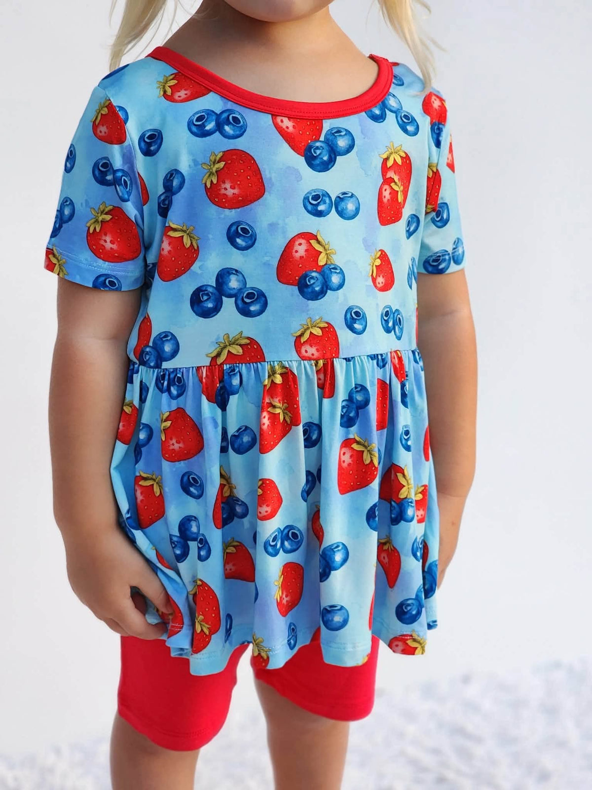 Summer Berry Peplum w/ Short Set- RTS