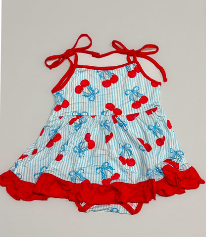 Cherry Jubilee Tie Peplum Bodysuit- 4OJ RTS