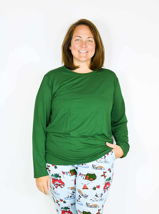 Alpine Mickey Unisex Green Long Sleeve Shirt- Xmas RTS