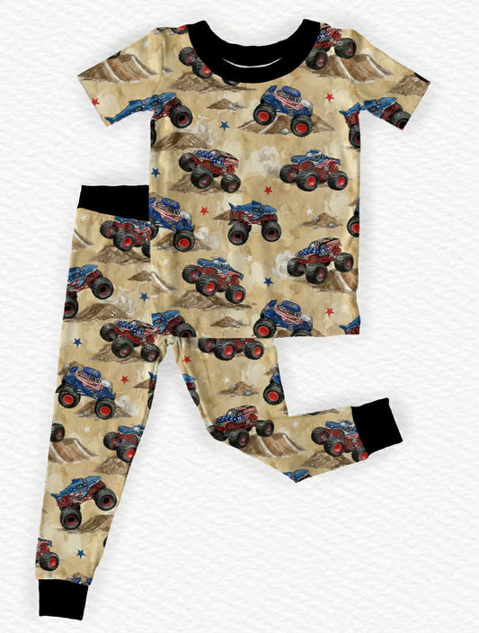 Red, White & Vroom Short Sleeve/Pant Pj Set- 4OJ Pre-Order